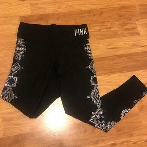 Pink black sparkle leggings